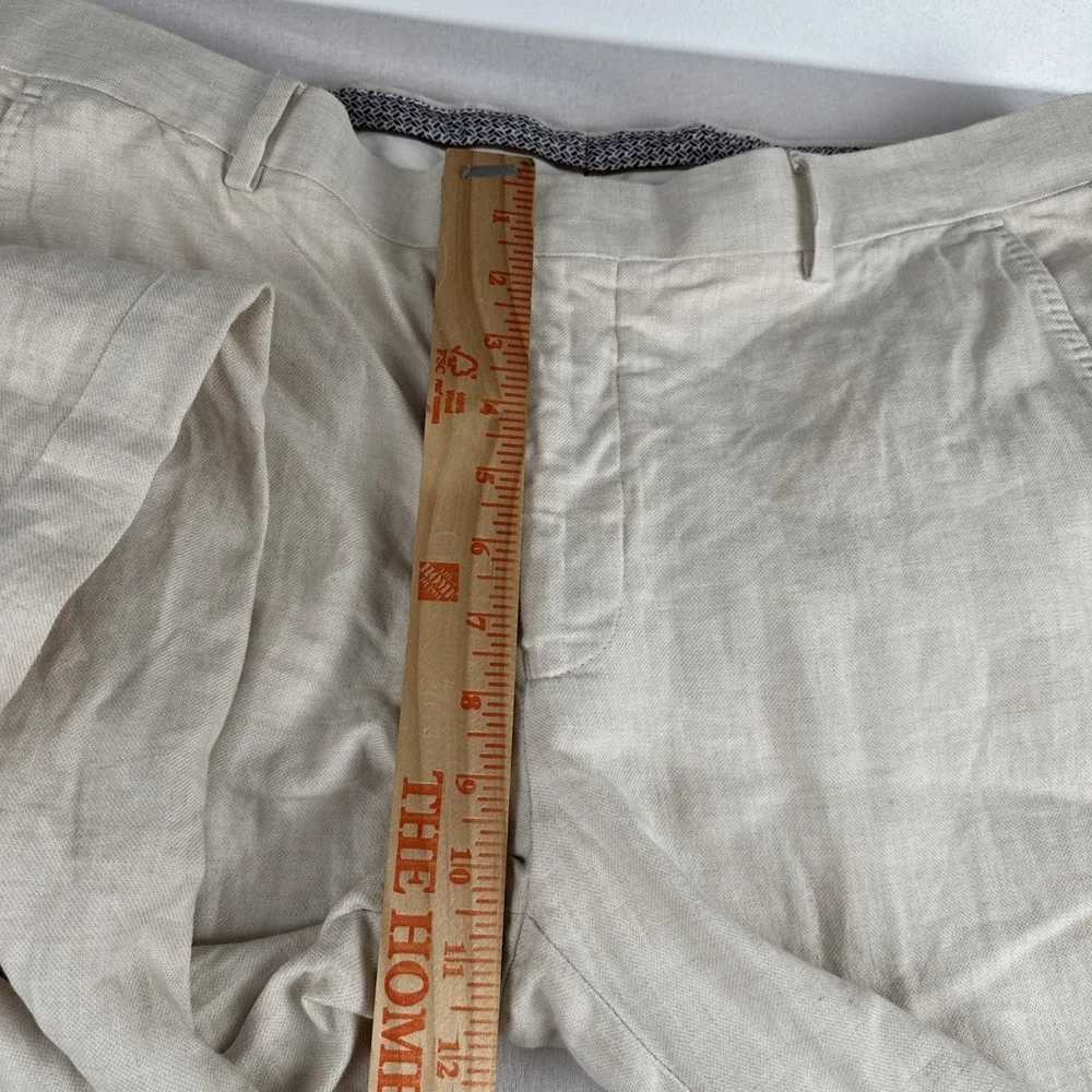 Baird McNutt Men Murano Slim Fit Linen Cotton Blend Pants fits 37*31 Cream READ